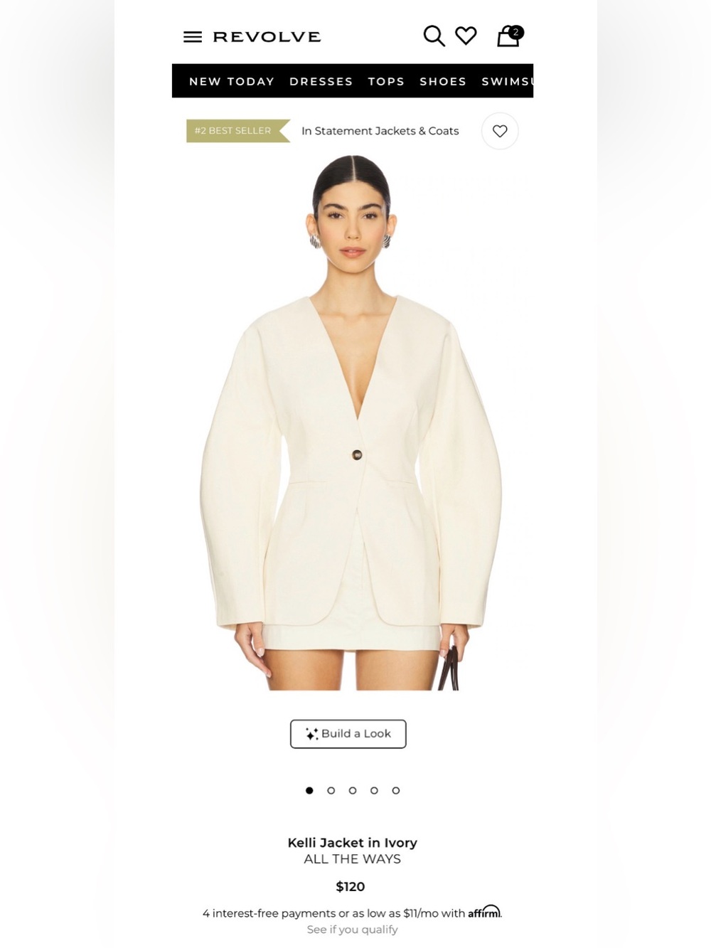 NWT: All The Ways Kelli Jacket in Ivory — Balloon Sleeve Blazer, sz XS ($120)